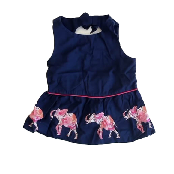 Janie & Jack Girls Navy | Pink Elephants Blouse size: 2T - Picture 1 of 1